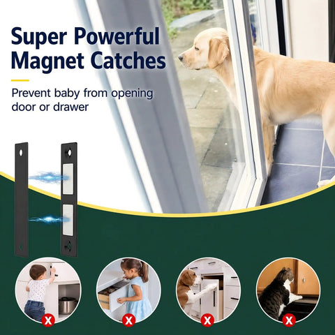 6 Pack Heavy Duty Magnetic Cabinet Door Catch With Twin Magnet Power and 30 Lb Holding Force, Includes Screws And Adhesive