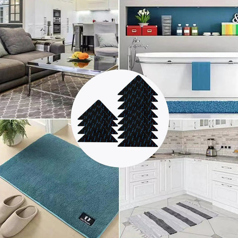 12 Pack Non Slip Rug Tape Pads For Hardwood Floors And Tile Reusable Double Sided Carpet Tape in various home settings