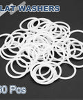 Rock Solid Durable PTFE Flat Washers 60 Pack M25 Heavy Duty Sealing Gaskets And Spacers on a dark background.
