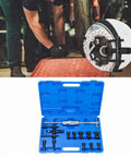 Bad Ass Inner Bearing Puller Kit With Sliding Hammer Made To Rip Old Gunk Out Efficiently Using Swappable Chucks 8mm To 25mm For Any Shaft While Rock Solid Build Quality Gets The Job Done Fast Keeping Mechanics Happy, blue case open