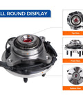 Front 4x4 Wheel Hub Bearing Assembly With ABS For 2011-2014 Ford Expedition, Lincoln Navigator, And F150, 6 Lug, 4WD, Truck Ready AWD