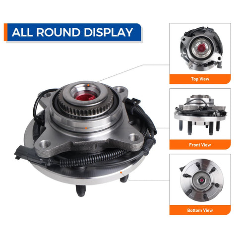 Front 4x4 Wheel Hub Bearing Assembly With ABS For 2011-2014 Ford Expedition, Lincoln Navigator, And F150, 6 Lug, 4WD, Truck Ready AWD
