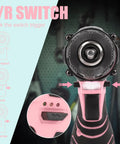 F/R switch detail on Dope Pink Cordless Drill Set For Gals Featuring Hella Lightweight Design And Butter Smooth Dual Speed Trigger.