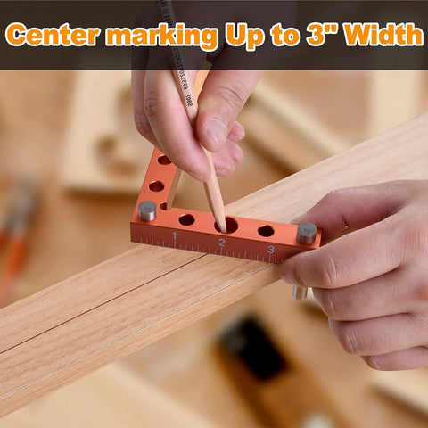 Using Mini Center Finder Tool 90 Degree Precision Machinist Square for marking center on wood with pencil