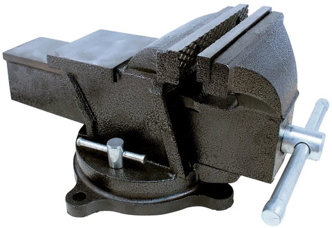 Heavy Duty 6 Inch Bench Vise With 36 Degree Swivel Base Hardened Serrated Jaws Built In Anvil Three Mounting Holes