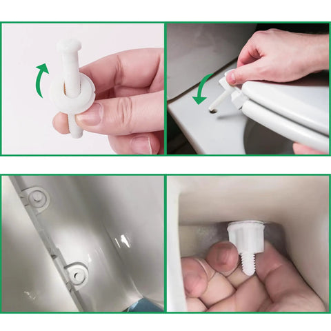 Toilet Seat Screws Replacement White Plastic Bolts and Nuts for Top Mount Toilet Seat Hinges Two Pack No Tools Needed Easy Install