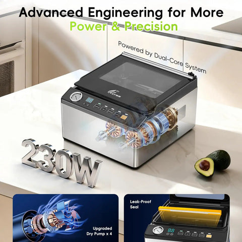 Chamber Vacuum Sealer With Large 6.8 Qt Chamber And 12 Inch Seal Bar For Home Cooks And Pro Kitchens, 230W Power Delivers