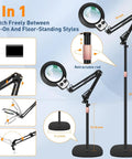 Pro Grade Floor Magnifying Lamp With Light And Stand 30x 12x Magnification Stepless Brightness Adjustable diagram