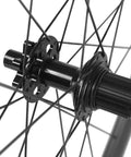Close-up of hub on Carbon Fiber Disc Brake Wheelset For Road Bikes Tubeless Ready 28mm Rim 55mm Profile 700c