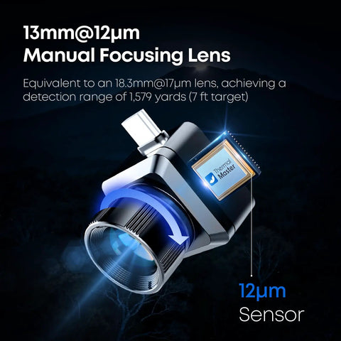 Close-up of the 13mm lens sensor for Long Range Thermal Monocular For iPhone With 13mm Lens And Tactical Handle Infrared Imager