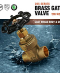 Heavy Duty 1/2 Inch Gate Valve With Sweat Connection In Cast Brass Lead Free Dezincification Resistant Corrosion Resistant Wheel Handle Non Rising Stem NSF ANSI 61 372 Compliant Solder Ends Five Pack