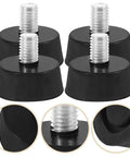 Adjustable Rubber Furniture Feet Pads With Screws M10, no slip black bumper pads for cabinets and chairs, set of four