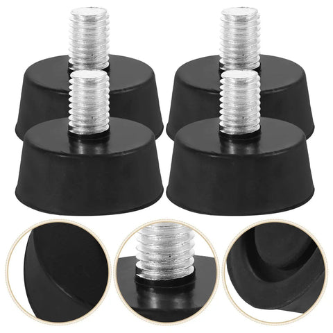 Adjustable Rubber Furniture Feet Pads With Screws M10, no slip black bumper pads for cabinets and chairs, set of four