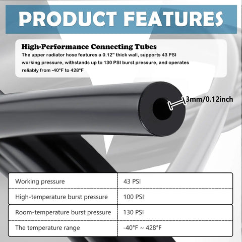 Cross-section view of high-performance tube from 4.9 Foot Silicone Vacuum Hose Kit For Cars With One Eighth To Three Eighth Inch Diameters.