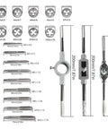 Heavy Duty Multifunction Tap And Die Set 20 Pieces M3 To M12 Metric Plugs Straight Taper Tools For Metalworking Pros And DIY Guys, M3-M12 taps