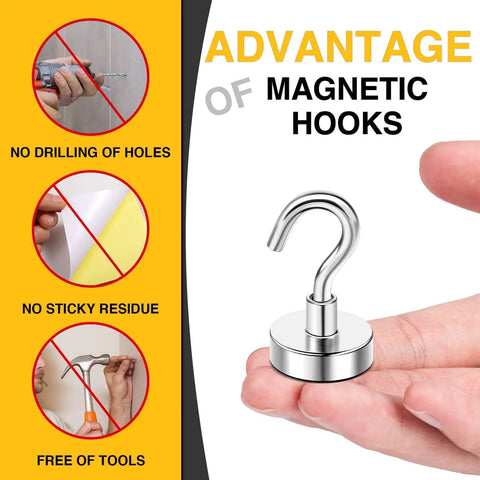 Heavy Duty Magnetic Hooks 30lbs Plus 60 Pack For Cruise Cabin Ship Essentials Hang Lights Kitchen Fridge Classroom Beach Vacation Home Versatile Indoor Outdoor Use Strength You Can Trust showing advantages with no drilling or residue.