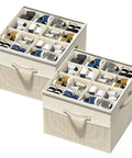 Foldable Closet Shoe Organizer Set, 2 Pack With Adjustable Dividers And Clear Cover, Space Saving Vertical Design For Easy Stacking, Keeps Shoes Dust Free, Fits Up To 16-32 Pairs, Great For Big Families And Seasonal Storage.