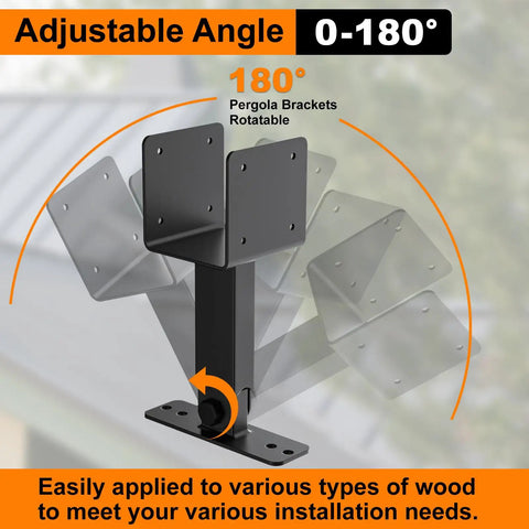 4x4 Beefy Heavy Duty Roof Riser Brackets Kit For Pergola Gazebo And Patio Cover Adjustable Angle Black Metal Beam Brackets 3 Pack Rust Proof Corrosion Resistant Easy Install Stable Outdoor Support