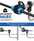 Wall Mount Bike Repair Stand For Road And Mountain Bikes, 66lbs load, detailed view of beefy adjustable clamp in use