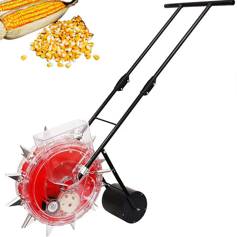 Metal Precision Garden Seeder Hand Push Row Planter With 12 Nozzles Roller Seeding And Fertilizer Applicator Manual Seeder
