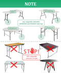 Compatibility guide for Heavy Duty Folding Table Risers 8 Pack Adjustable Leg Extenders for straight and bent legs.