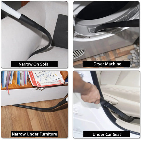 Must Have All In One Vacuum Attachment Kit With Flexible Crevice Tool Mattress Brush Soft Hair Brush Stiff Bristle Tool Combination Tool Dust Brush And Adapters For DC58 DC59 DC65 V7 V8 V10 V11 V15 Universal Household Cleaning Attachments shown cleaning sofa, dryer, furniture, and car seat