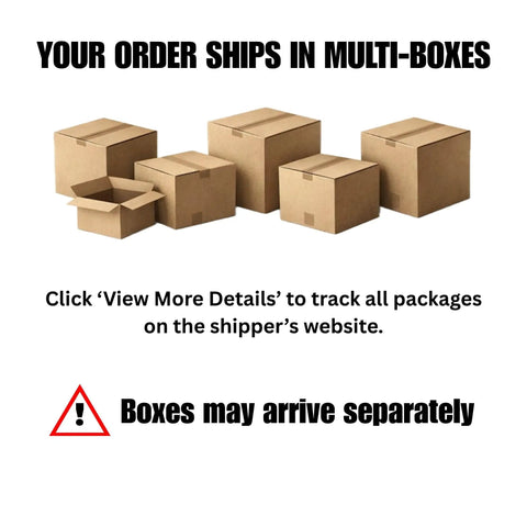 Various cardboard boxes indicating that your order ships in multi-boxes for delivery tracking.