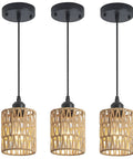 Straight Up Chic Boho Lighting Vibe For Your Sweet Space Featuring This Super Bright 3 Pack Woven Rattan Pendant Fixture with round shades.