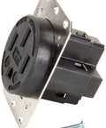 Genuine OEM 50 Amp 120 Volt Receptacle Outlet with metal mounting plate and screws for heavy-duty commercial use.