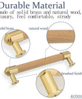 Modern Mid Century Brass And Wood Cabinet Pulls 3 Inch Center To Center Four Pack showcases solid brass and wood T bar design.