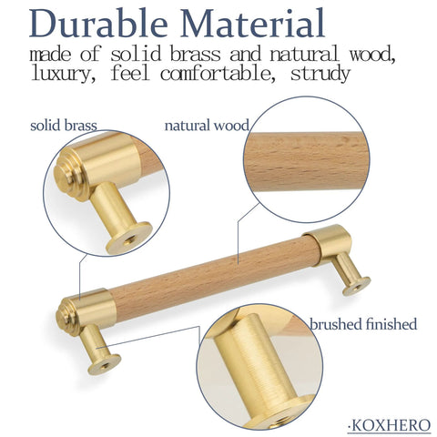 Modern Mid Century Brass And Wood Cabinet Pulls 3 Inch Center To Center Four Pack showcases solid brass and wood T bar design.