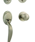 Dakota Front Door Lock Handle And Deadbolt Set For Exterior Entry, Satin Nickel Finish With Interior Knob displayed on white background