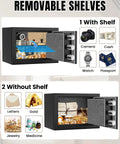 Home Fireproof Safe With Alarm System For 1700 F Protection Up To 35 Minutes, Wall Mounted Money Safe with removable shelves