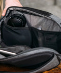 Lightweight 6L Crossbody Sling Bag For Travel And Everyday Carry, Anti Theft Pocket System open showing compartments.