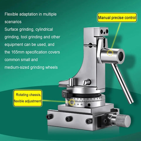 Radius And Angle Grinding Wheel Dresser With Sliding Base Precision 0.01mm showing manual control and rotating chassis