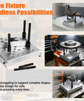 Universal 30 Ton Bearing and Bushing Press Fixture Kit with aluminum plate used in hydraulic shop press for wheel hub repair.
