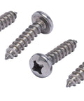 No 12 By 1 Inch Stainless Steel Pan Head Phillips Wood Screws For Sheet Metal 50 Pack on a white background.