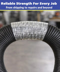 Workhorse Filament Tape 2 Inch By 30 Yards Reinforced Packing Tape With Strong Adhesive on a hose for heavy duty repairs.