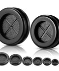 Round Rubber Grommet Kit 52 Pieces In 7 Sizes Black for electrical cable protection and wire seals, front view of assorted grommets
