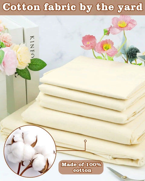 Undyed 100 Percent Cotton Muslin Fabric By The Yard 63 Inch Wide Medium Weight Beige Calico for sewing and crafts display