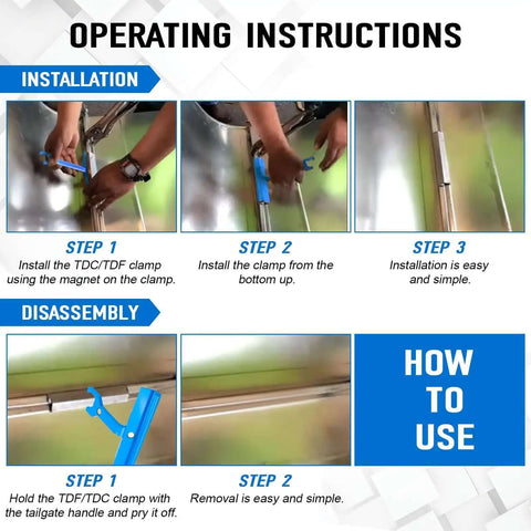 How to use PPC and PPF Clip Cleat Tool for ductwork installation and disassembly steps shown in sequence with images.