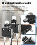 3 Amp Resettable Circuit Breaker Push Button Switch With 18 Awg Lead Wires Hex Nut Mount, showing 3A and 5A models side by side.