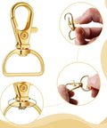 Slick D Rings Kit With Swivel Clasps Slide Buckles And Lobster Hooks For Handbags Lanyards Dog Gear And Craft Sewing Ninety Six Piece Set gold swivel lobster hook with a 360-degree swivel and loop