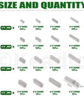 Heavy Duty Pro Grade 140Pcs Feather Keys And Woodruff Key Set 16 Sizes Round Ended displayed in size chart