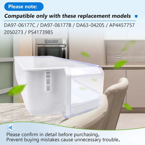Door Shelf Basket Bin For Samsung And Kenmore Refrigerators, Replacement DA97-06177C, compatible model list displayed
