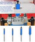 Four Piece One Quarter Inch Shank Top Bearing Flush Trim Router Bit Set With Diameters One Quarter, Five Sixteenths, Three Eighths, And One Half Inch For Veneer Flush Trimming And Template Work Pro Grade Kit For Precise Repeats