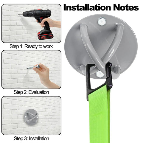Installation steps for Beast Mode Heavy Duty Two Pack Wall Mount Brackets For Suspension Straps Gym Rings And Body Weight Training.