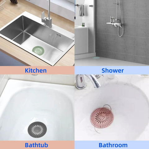 2 Pack Drain Strainers Hair Catcher Shower Drain Covers Slick Flexible TPR Bathroom Tub Sink Guard Non Slip Grip Built Solid No Fuss Cleanup Easy Rinse Design In Pink And Blue