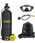 4L Scuba Tank Set With Aviation Aluminum Body Gives You About 40 To 60 Minutes Of Underwater Breathing For Exploration And Rescue, Includes Food Grade Silicone Mouthpiece And High Pressure Resistant Tank In Black.
