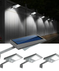 3 Pack Dope 50W Blacklight Flood Lights 120V IP66 Waterproof UV LED For Indoor And Outdoor Use, mounted on a white fence
